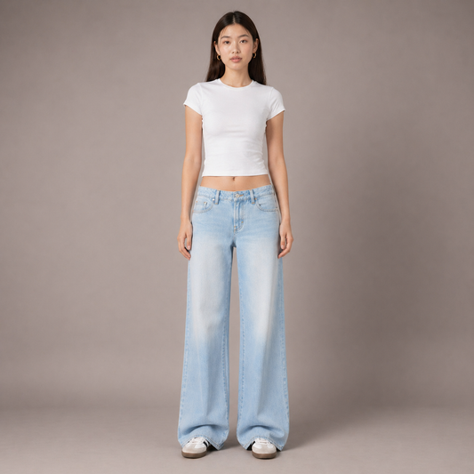 The Off-Duty™ Wide Leg Jeans Authentic Denim, Risk-Free
